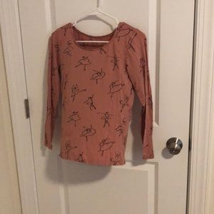 Light weight pink shirt w/ ballet dancers